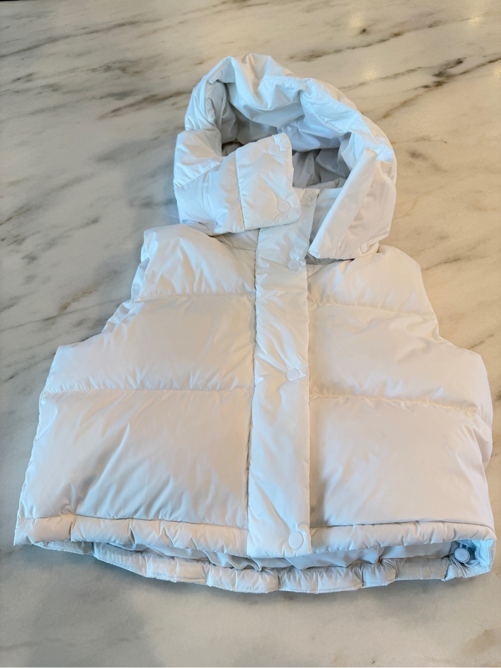 Lululemon wunder puff white puffy super  cropped vest sz 4 guc read